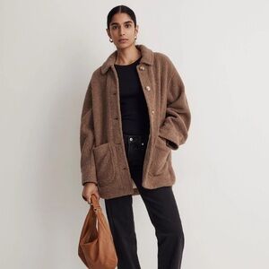Madewell Teddy Belrose Shirt Jacket XS, Heather Oatmeal Sherpa